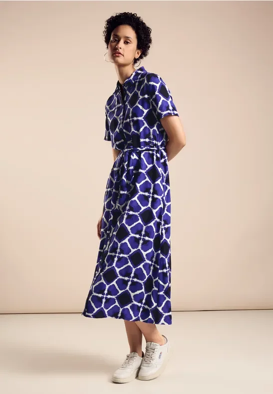 Street One Frauen Midikleid mit Print in Blau, Gr: 34