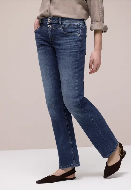 Street One Frauen Straight Leg Jeans in Blau, Gr: 29