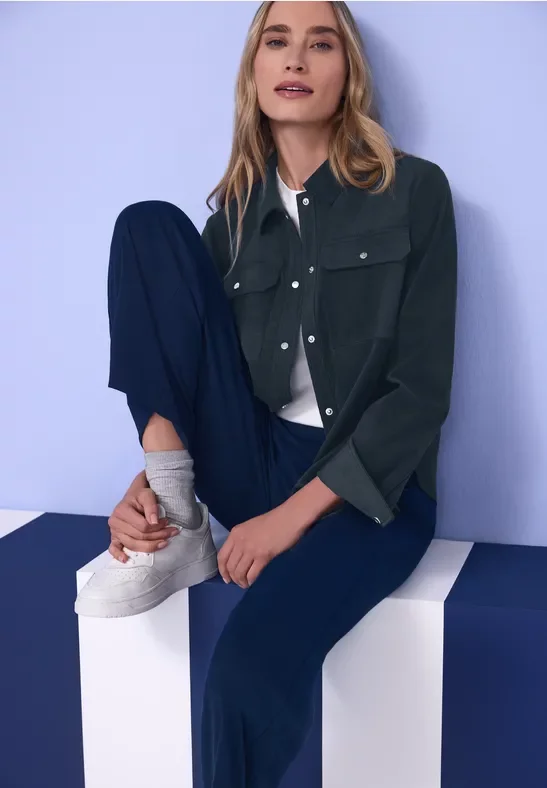 Street One Frauen Kurzes Overshirt in Blau, Gr: 42