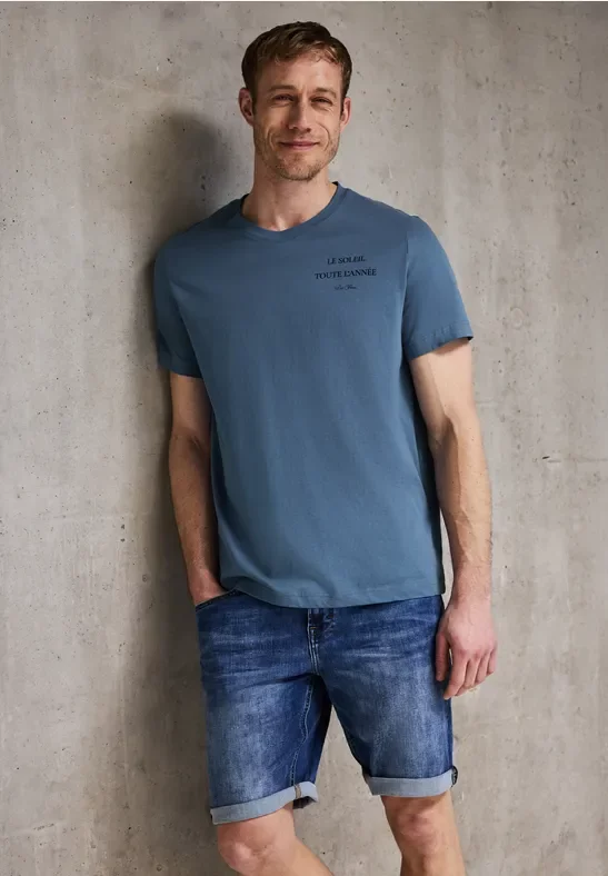 Street One MEN Männer V-Neck T-Shirt in Blau, Gr: M