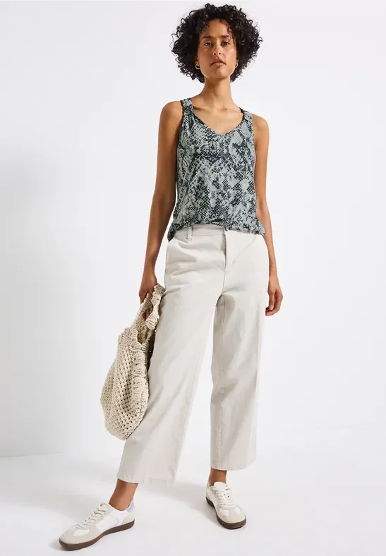 Thumbnail - Street One Frauen Snake Print Top mit Detail in Blau, Gr: 34