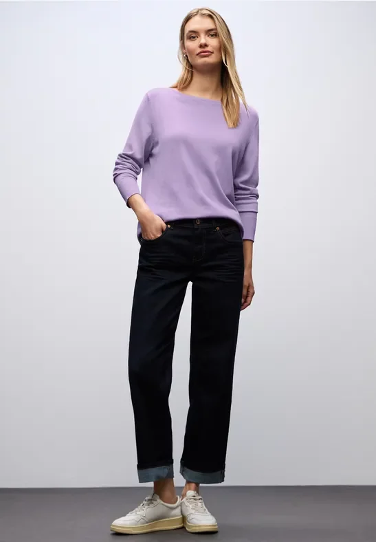 Street One Frauen Basic Pullover in Lila, Gr: 42