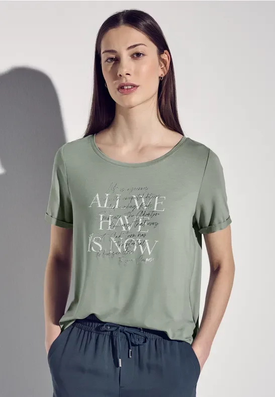 Thumbnail - Street One Frauen T-Shirt mit Print in Grün, Gr: 34