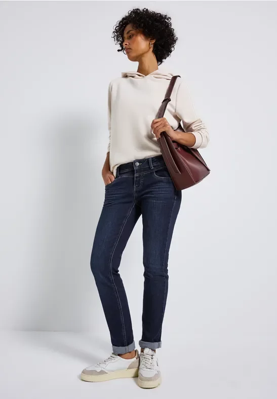 Street One Frauen Low Waist Jeans in Blau, Gr: 28