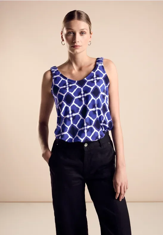 Thumbnail - Street One Frauen Top mit Print in Blau, Gr: 42