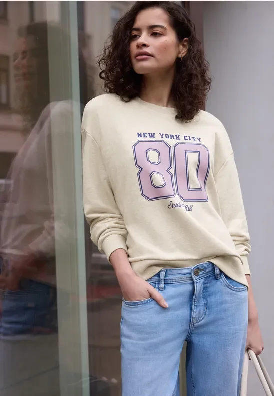 Street One Studio Frauen Sweatshirt mit Artwork in Beige, Gr: 34
