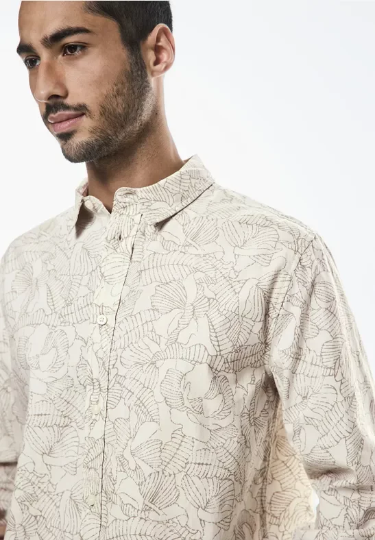 Street One MEN Männer Canvas Hemd mit Print in Beige, Gr: 3XL