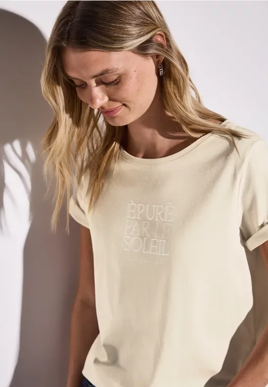Thumbnail - Street One Frauen T-Shirt mit Wording in Beige, Gr: 34