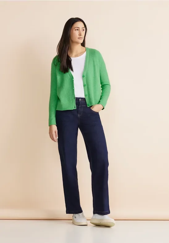 Street One Frauen V-Ausschnitt Cardigan in Grün, Gr: 44