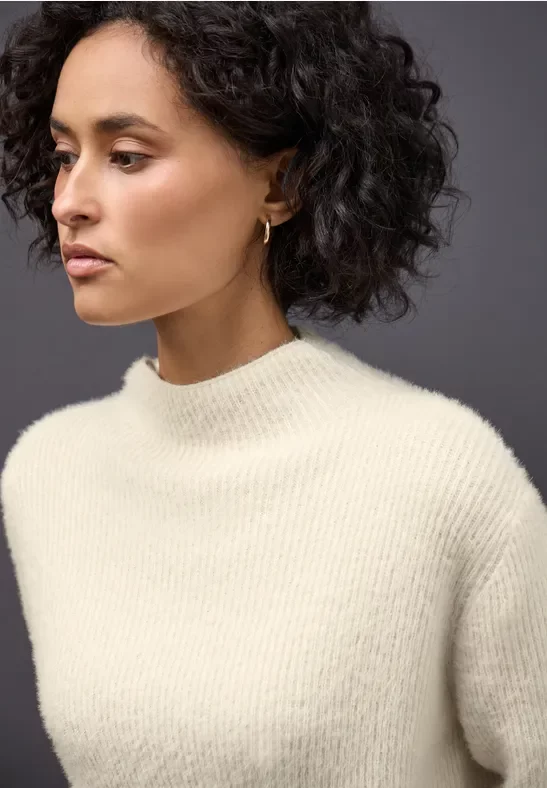 Street One Frauen Federgarn Pullover in Beige, Gr: 44