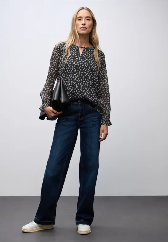 Thumbnail - Street One Frauen Leo Chiffon Tunika in Schwarz, Gr: 44