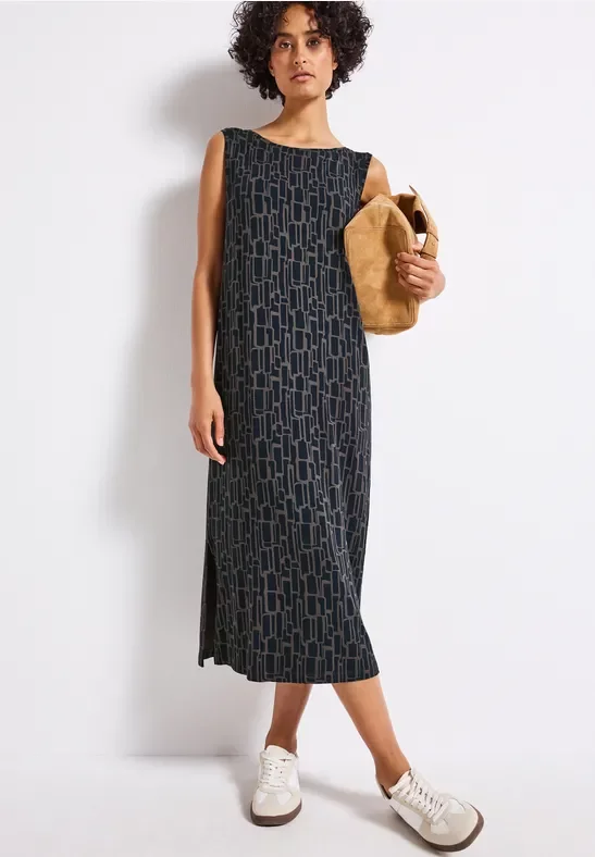 Street One Frauen Puzzle Print Jersey-Kleid in Blau, Gr: 40