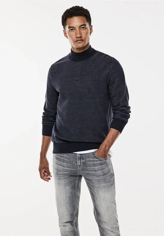 Street One MEN Männer Pullover in Two Tone Optik in Blau, Gr: L