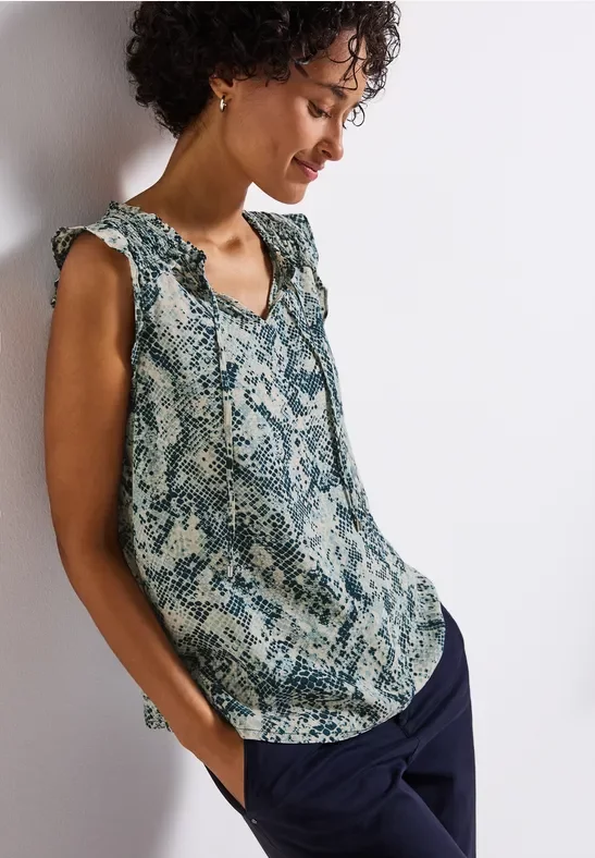 Street One Frauen Bluse mit Snake Print in Blau, Gr: 38