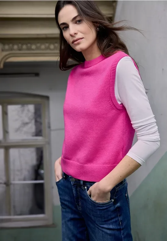 Street One Studio Frauen Strickpullunder in Pink, Gr: 40