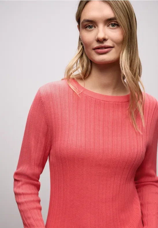 Thumbnail - Street One Frauen Pullover mit Rippstruktur in Pink, Gr: 40