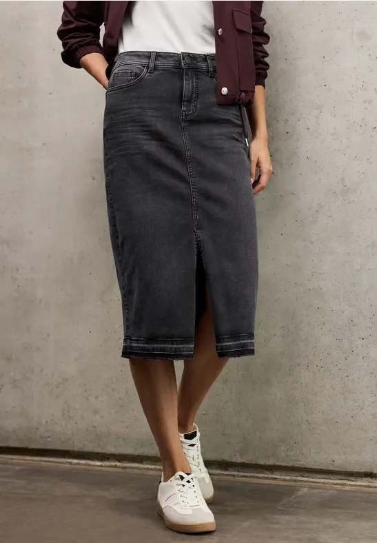 Thumbnail - Street One Studio Frauen Midi Jeansrock in Schwarz, Gr: 46