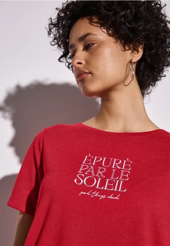 Thumbnail - Street One Frauen T-Shirt mit Wording in Rot, Gr: 46