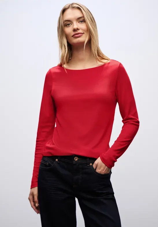 Thumbnail - Street One Frauen Basic Langarmshirt in Rot, Gr: 46