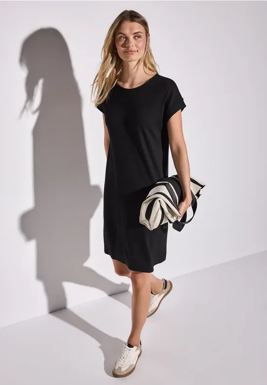 Thumbnail - Street One Frauen Jersey-Kleid in Unifarbe in Schwarz, Gr: 34