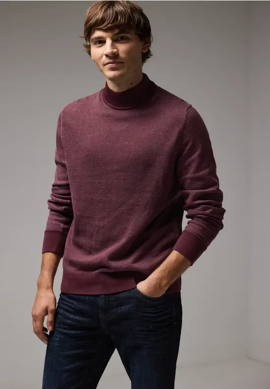 Thumbnail - Street One MEN Männer Pullover in Two Tone Optik in Rot, Gr: M
