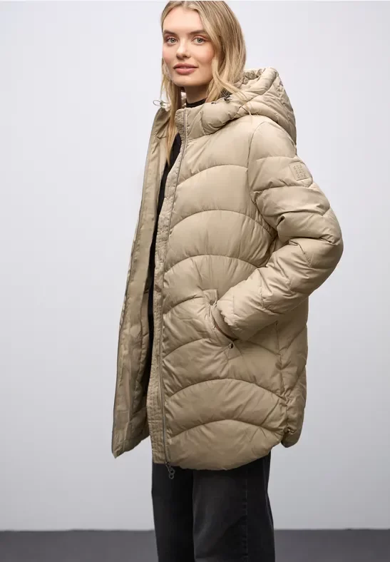 Street One Frauen Midi Steppjacke in Beige, Gr: 46