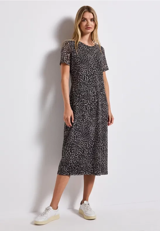Thumbnail - Street One Frauen Mesh-Kleid mit Leo-Print in Schwarz, Gr: 36