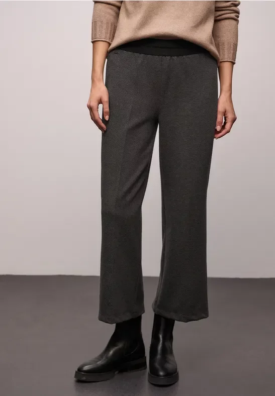 Street One Frauen Wide Leg Herringbone Hose in Braun, Gr: 42