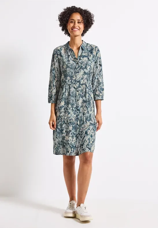 Street One Frauen Tunika-Kleid mit Snake Print in Blau, Gr: 42