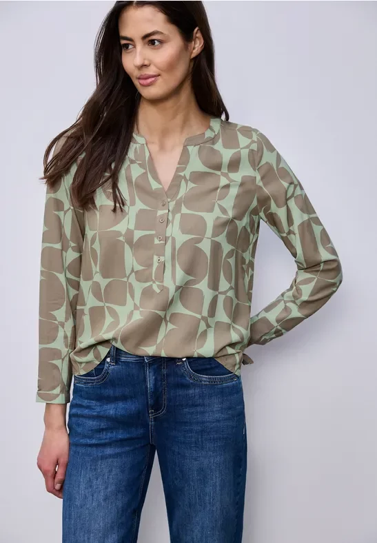 Street One Frauen Gemusterte Tunika in Grün, Gr: 44