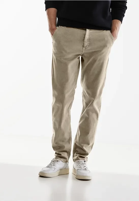Street One MEN Männer Washed Chino in Beige, Gr: 32
