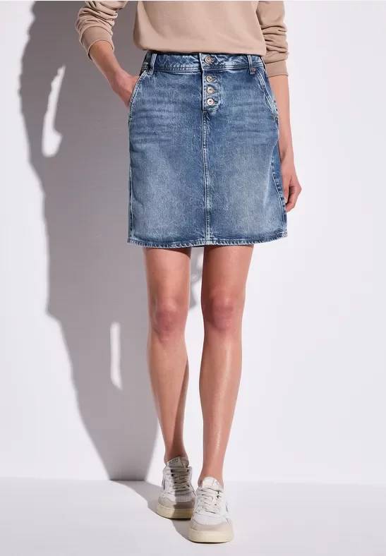 Street One Frauen Jeansrock in Blau, Gr: 32