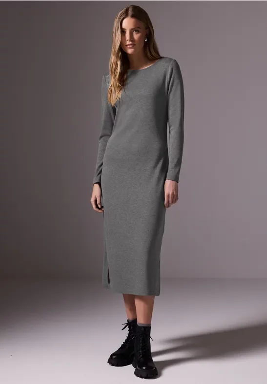 Thumbnail - Street One Studio Frauen Melange-Look Kleid in Grau, Gr: 44