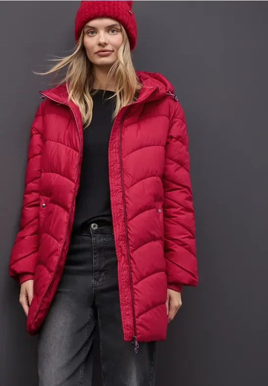 Street One Frauen Midi Steppjacke in Rot, Gr: 42