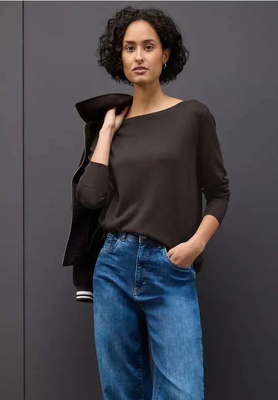 Thumbnail - Street One Frauen Basic Pullover in Braun, Gr: 40