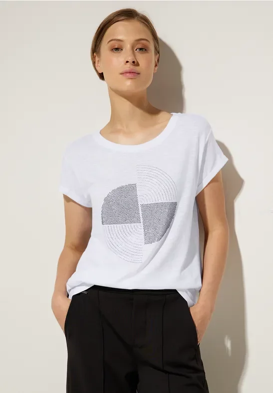 Street One Frauen Artwork T-Shirt in Weiß, Gr: 42