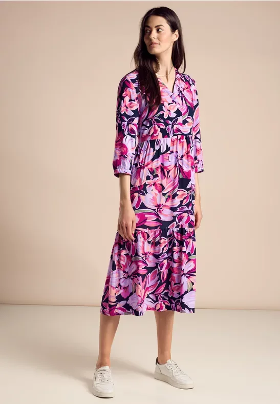 Street One Frauen Midikleid mit Print in Pink, Gr: 40