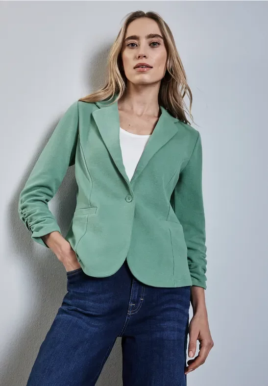 Street One Frauen Blazer mit Raffung in Grün, Gr: 34