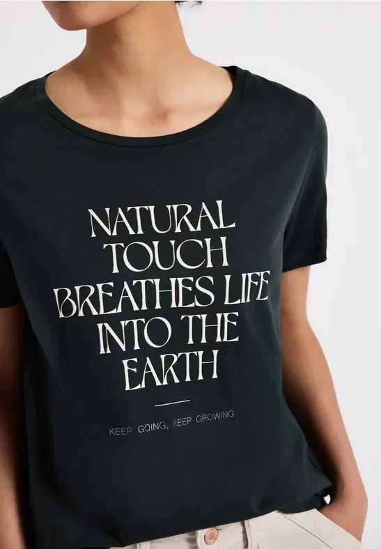 Thumbnail - Street One Frauen Shirt mit Wording Artwork in Grün, Gr: 40