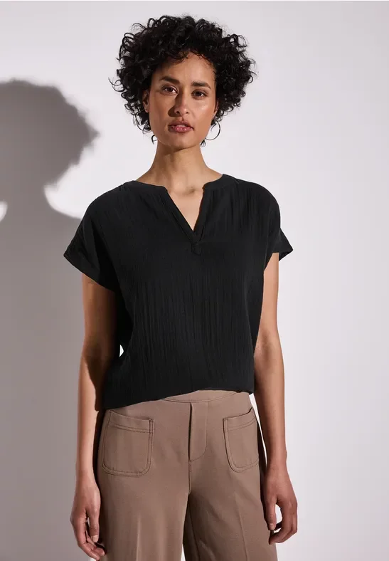 Street One Frauen Musselin-Bluse in Schwarz, Gr: 36