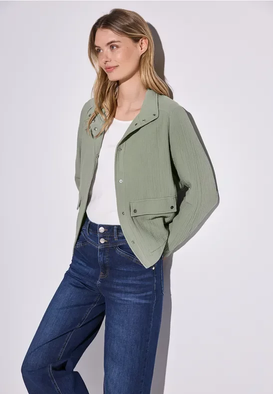 Thumbnail - Street One Frauen Musselin Jacke in Grün, Gr: 36
