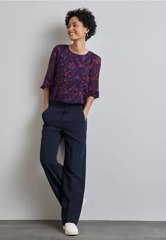 Street One Frauen Chiffon-Bluse in Multicolour|Schwarz, Gr: 34