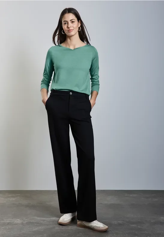 Thumbnail - Street One Frauen Softes Langarmshirt in Grün, Gr: 34