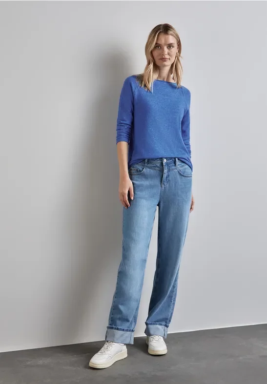 Street One Frauen Langarmshirt in Blau, Gr: 34