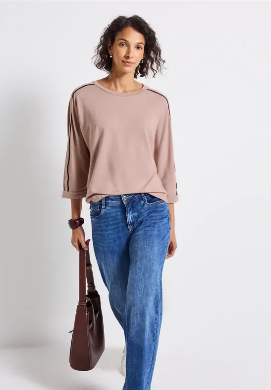 Street One Frauen Shirt mit Gallonstreifen in Rosa, Gr: 42