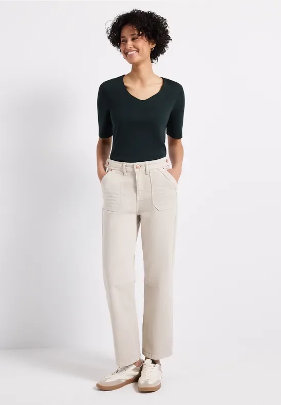 Thumbnail - Street One Frauen Basic Kurzarmshirt in Grün, Gr: 42