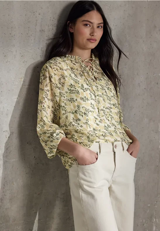 Street One Studio Frauen Gemusterte Chiffon-Tunika in Gelb, Gr: 34