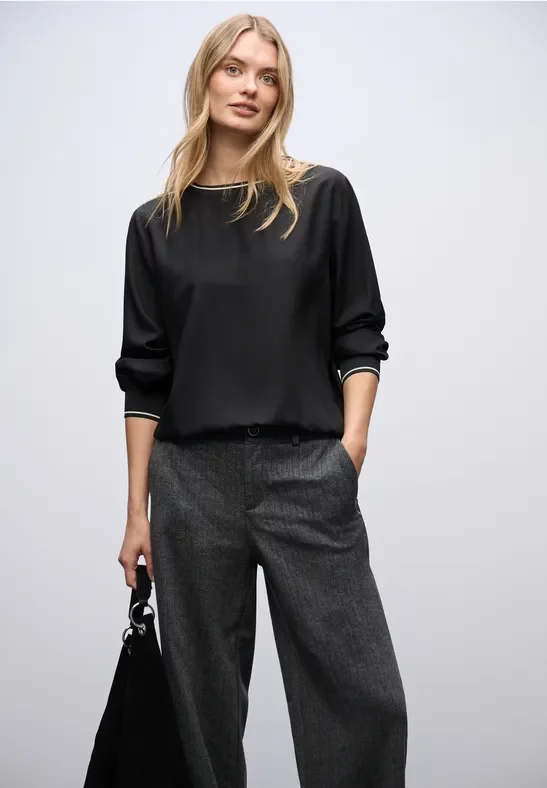 Thumbnail - Street One Frauen Bluse mit Tape Details in Schwarz, Gr: 46