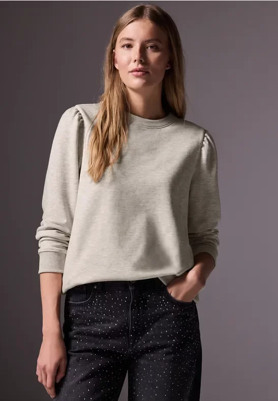 Street One Studio Frauen Sweater mit Raffungen in Beige, Gr: 44