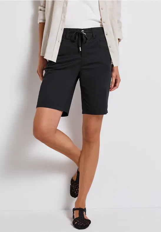 Thumbnail - Street One Frauen Bermuda mit String-Detail in Schwarz, Gr: 36